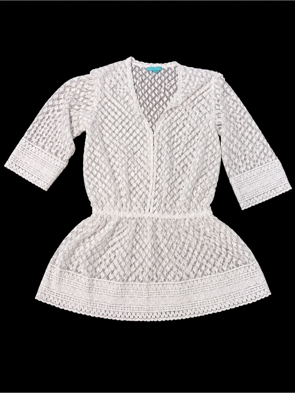 Melissa Odabash White Crochet Swim Coverup Tunic